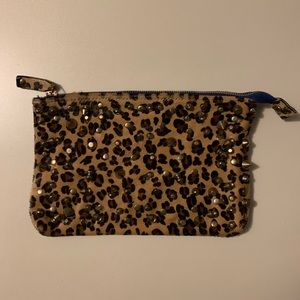Zara Faux Fur Leopard Studded Clutch 🐆